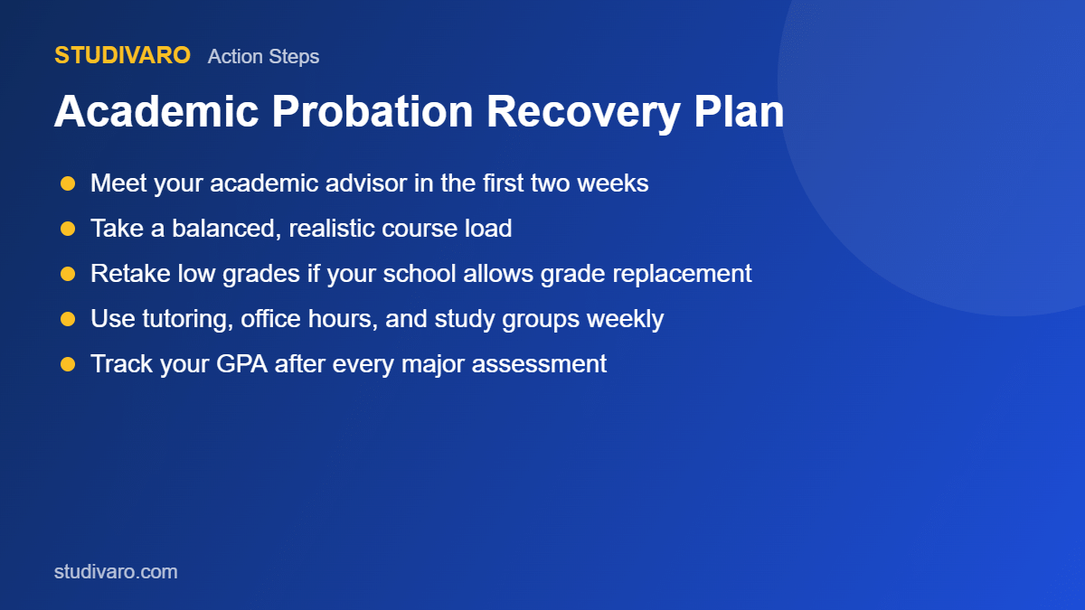 academic probation gpa recovery plan