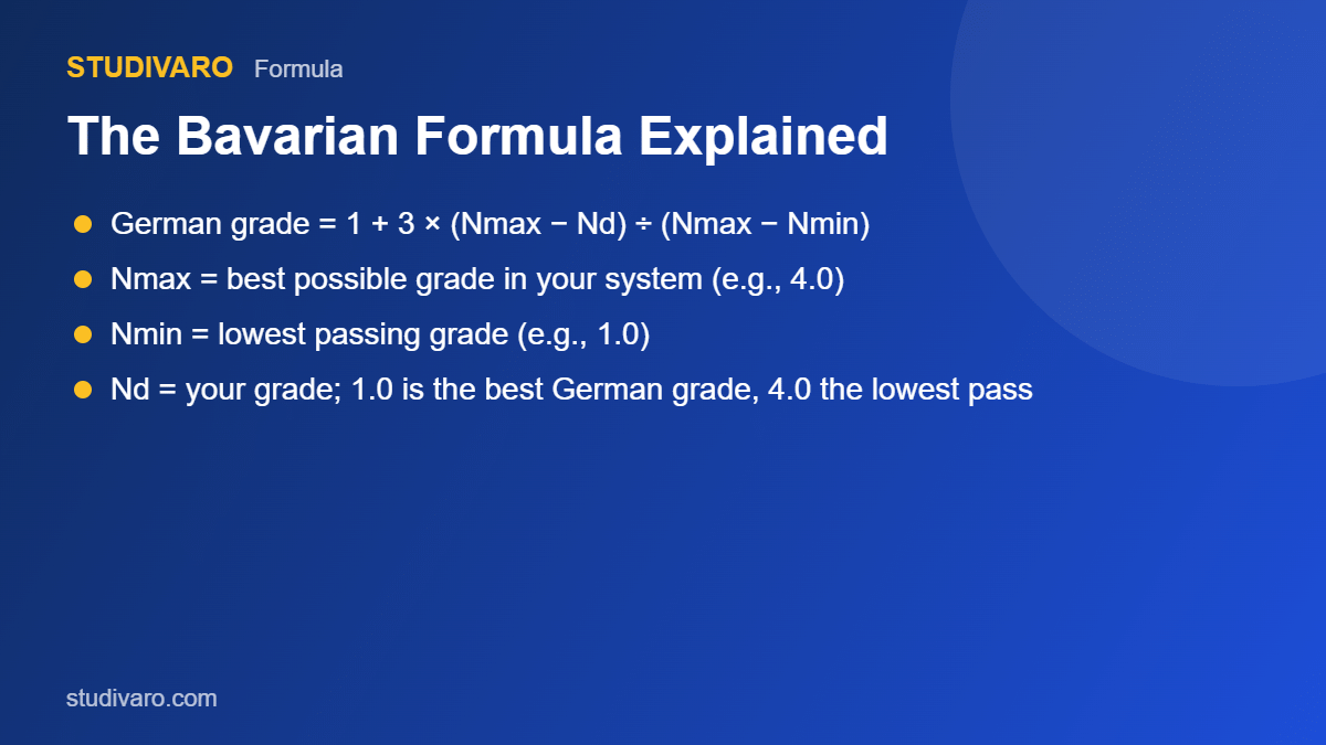 bavarian formula german grade conversion formula