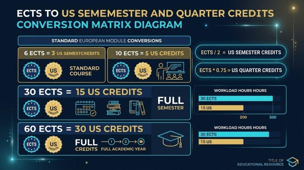 ects to us semester credits conversion guide matrix infographic