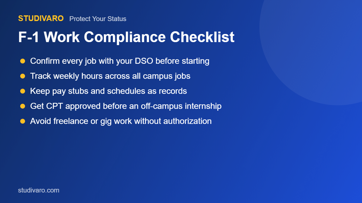 f-1 student visa work compliance checklist