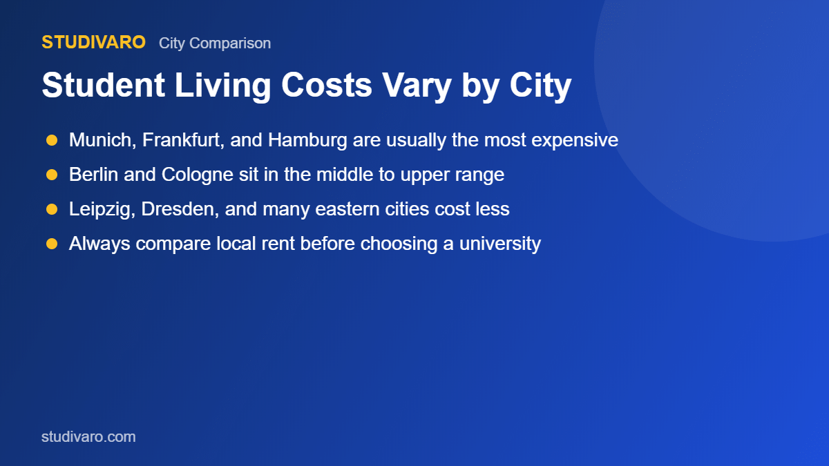 german sperrkonto cost by city comparison