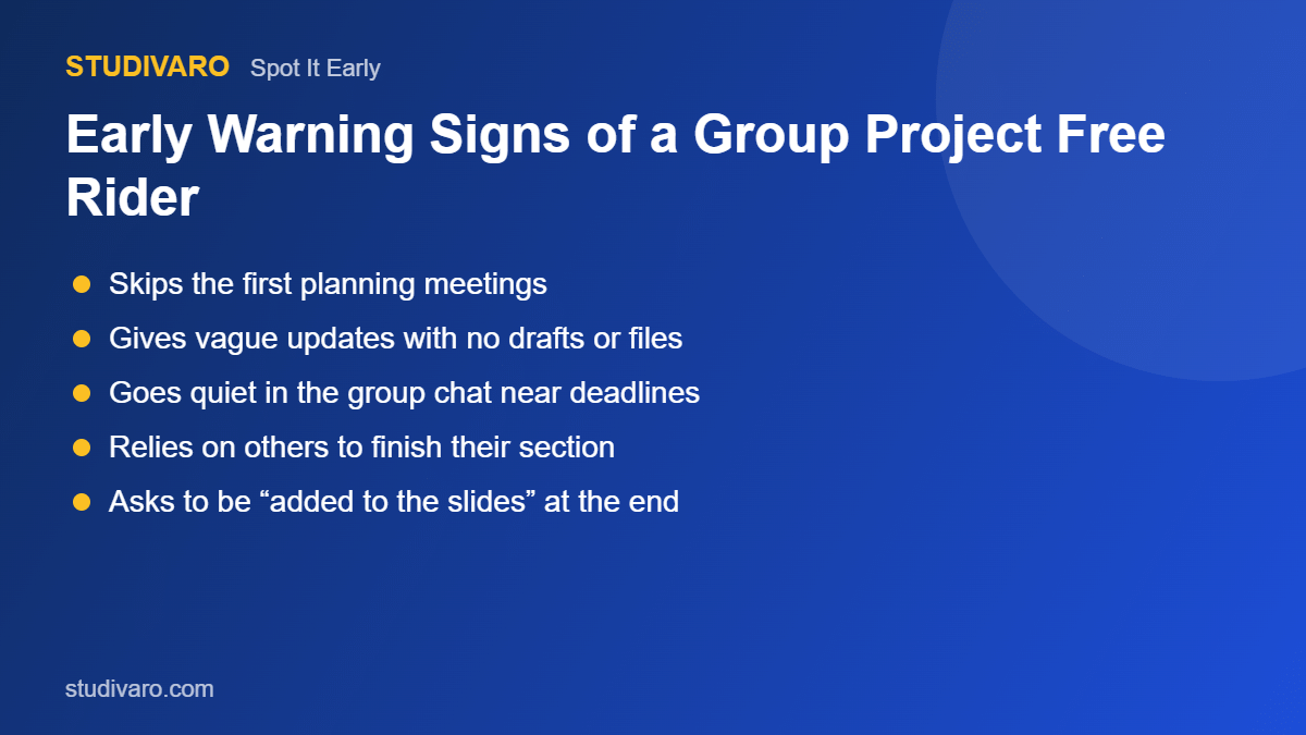 group project free rider problems warning signs