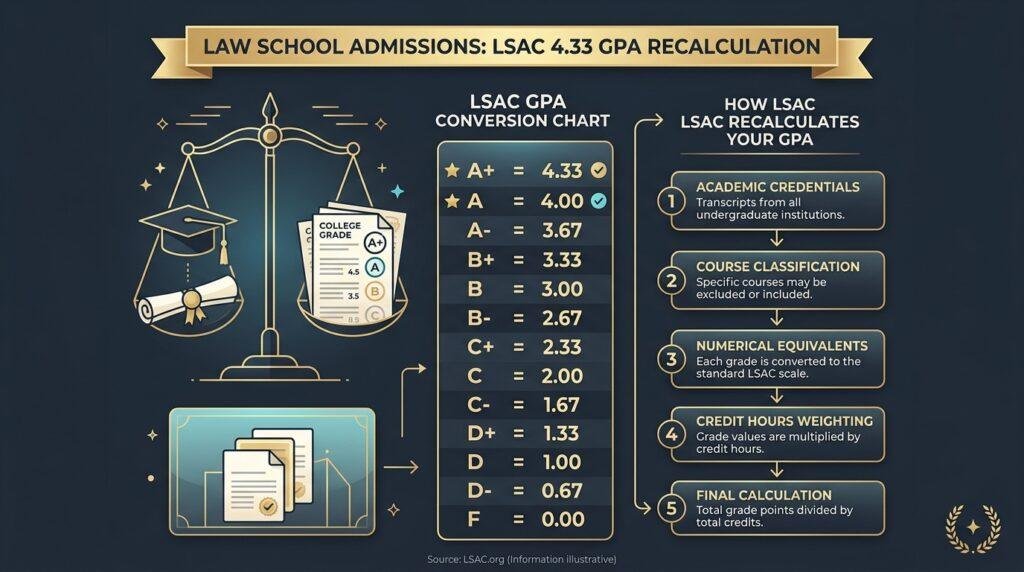 lsac 4.33 gpa recalculation explained